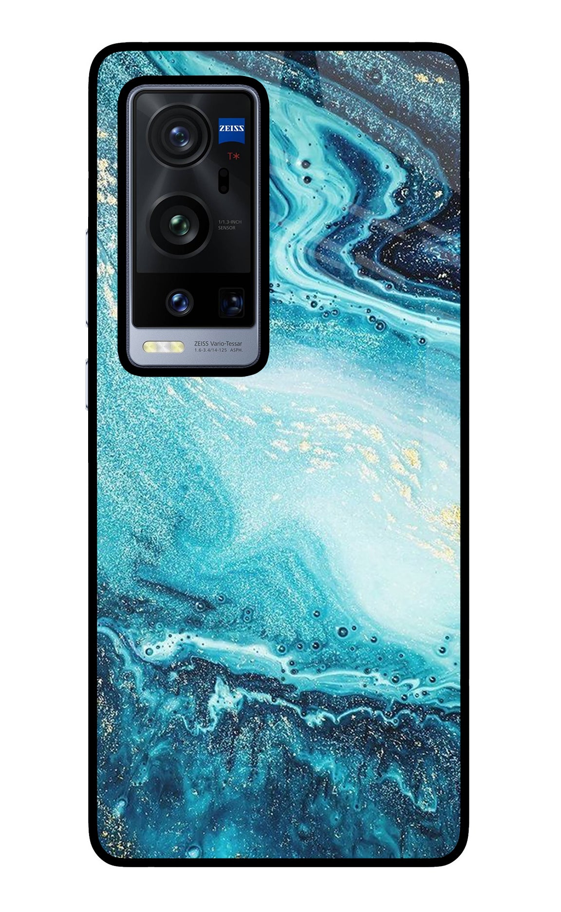 Blue Glitter Marble Vivo X60 Pro+ Glass Case