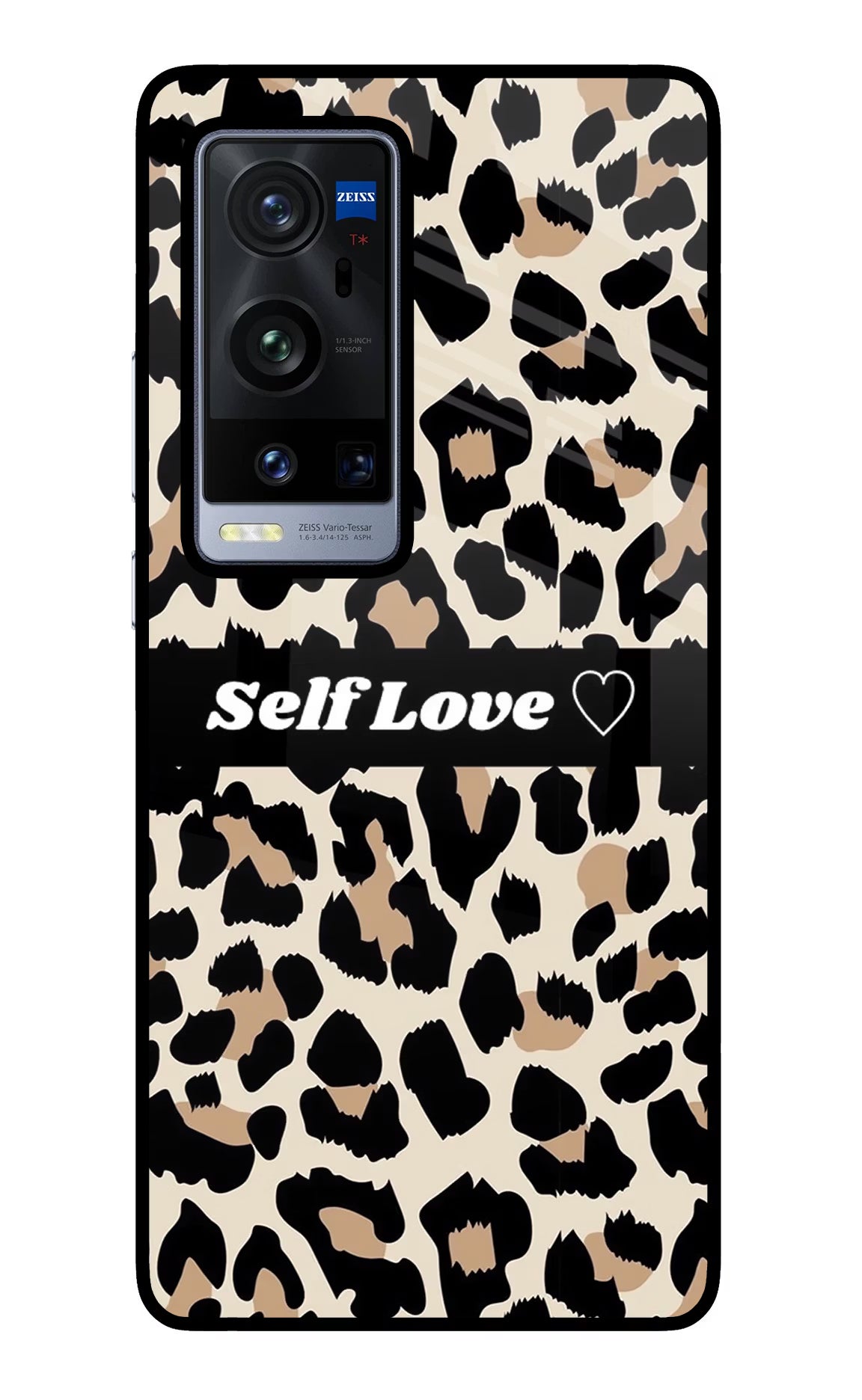 Leopard Print Self Love Vivo X60 Pro+ Glass Case Back Cover by Casekaro