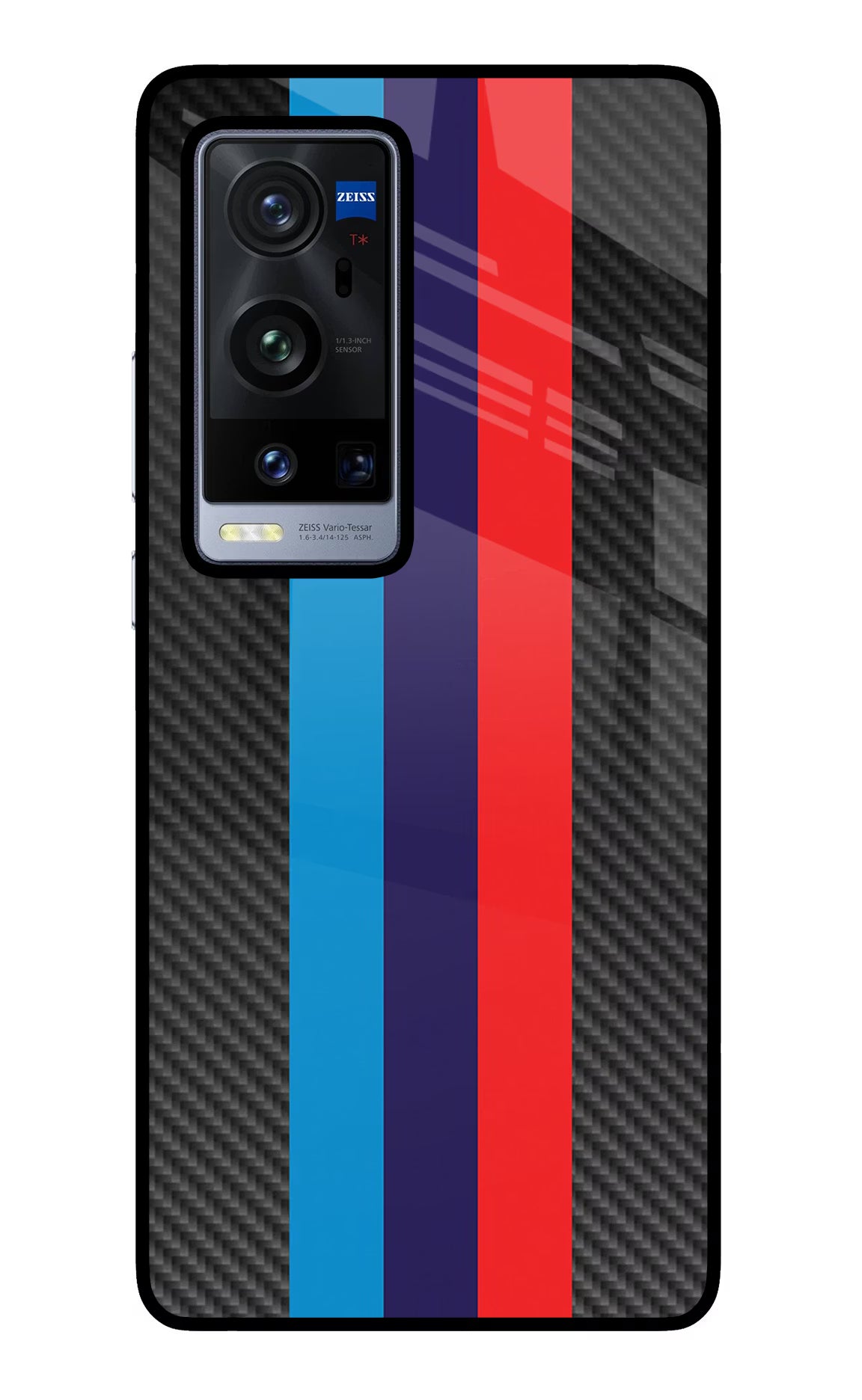 BMW Stripes Pattern Vivo X60 Pro+ Glass Case Back Cover by Casekaro