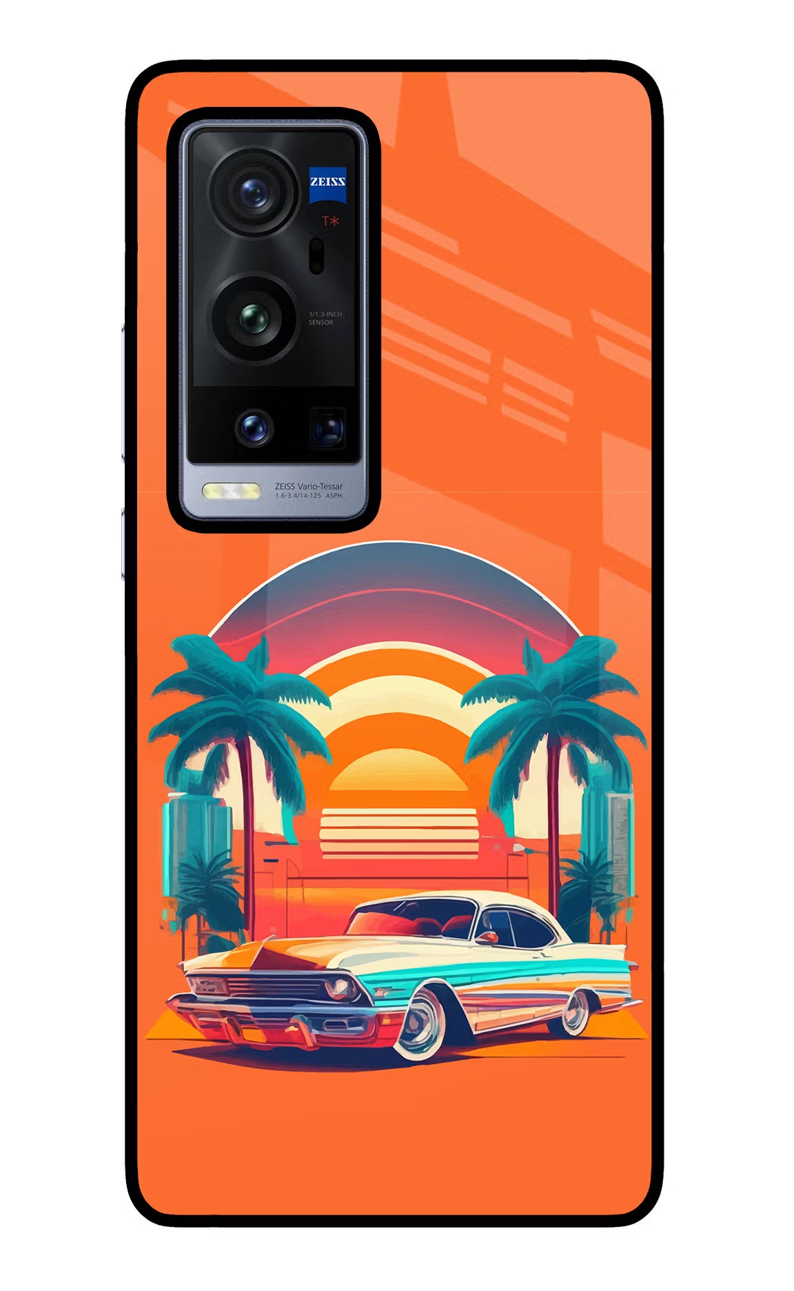 Palm Drive 80s Vivo X60 Pro+ Glass Case Back Cover by Casekaro