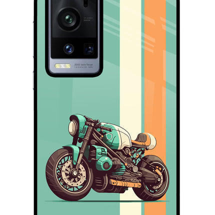 Striped Moto Drift Vivo X60 Pro+ Glass Case