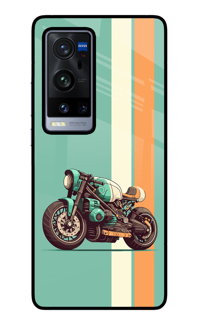Striped Moto Drift Vivo X60 Pro+ Glass Case