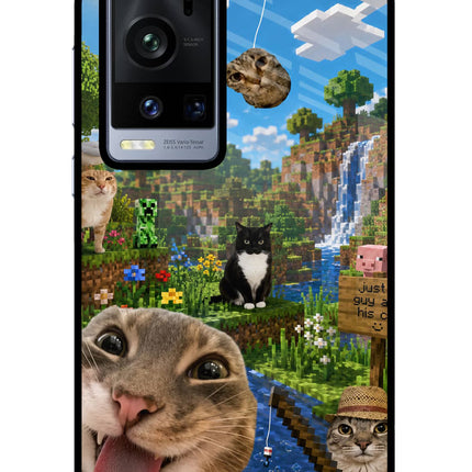 Minecraft Cat Chaos Vivo X60 Pro+ Glass Case