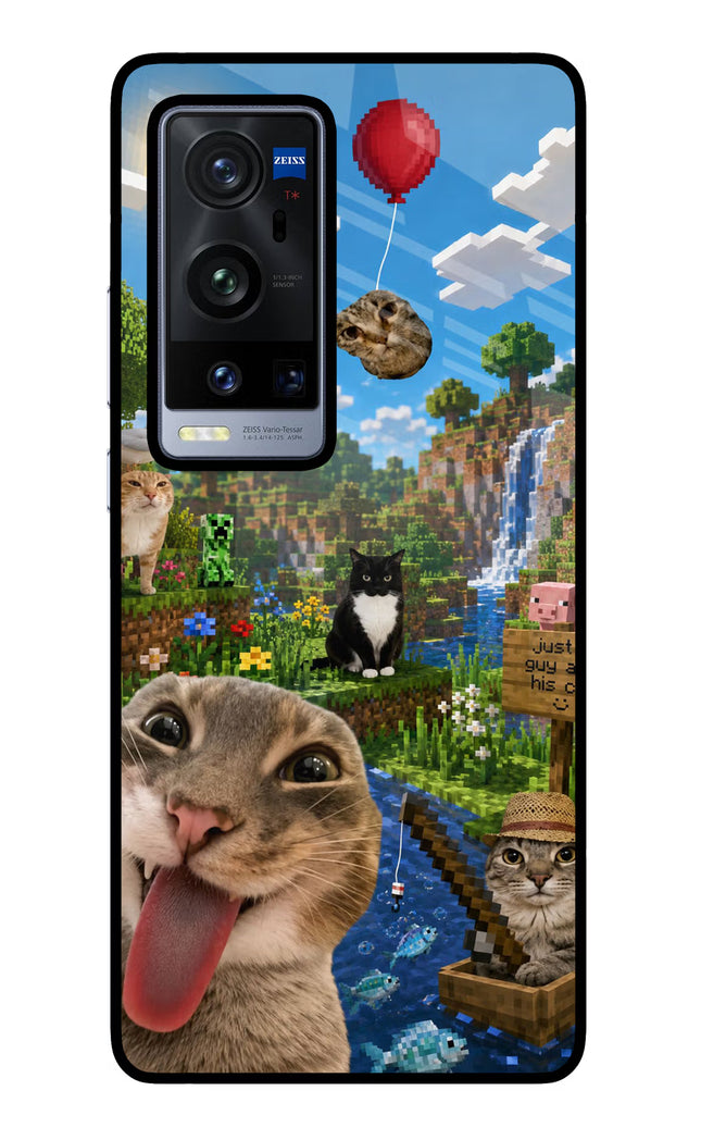 Minecraft Cat Chaos Vivo X60 Pro+ Glass Case