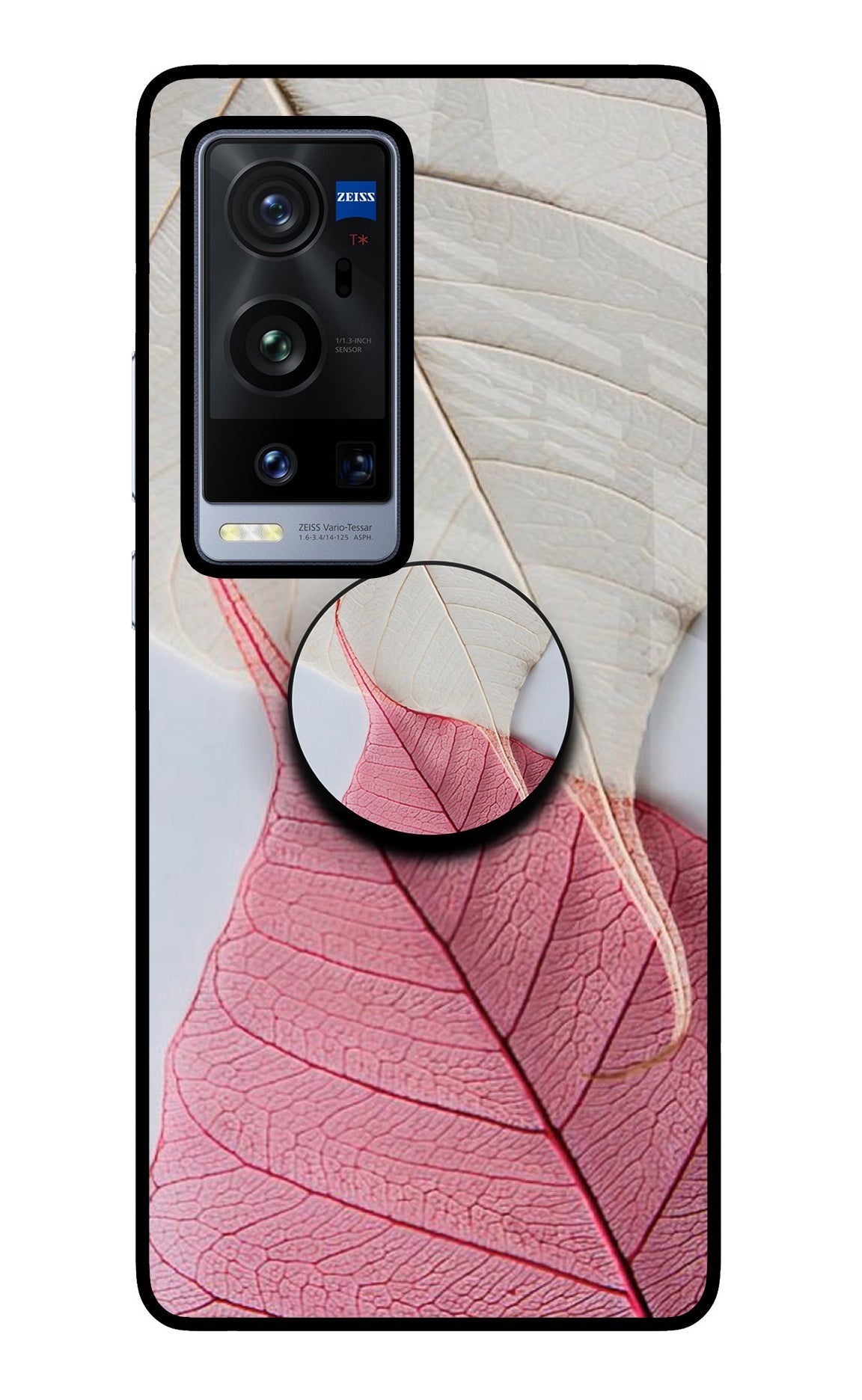 White Pink Leaf Vivo X60 Pro+ Glass Case