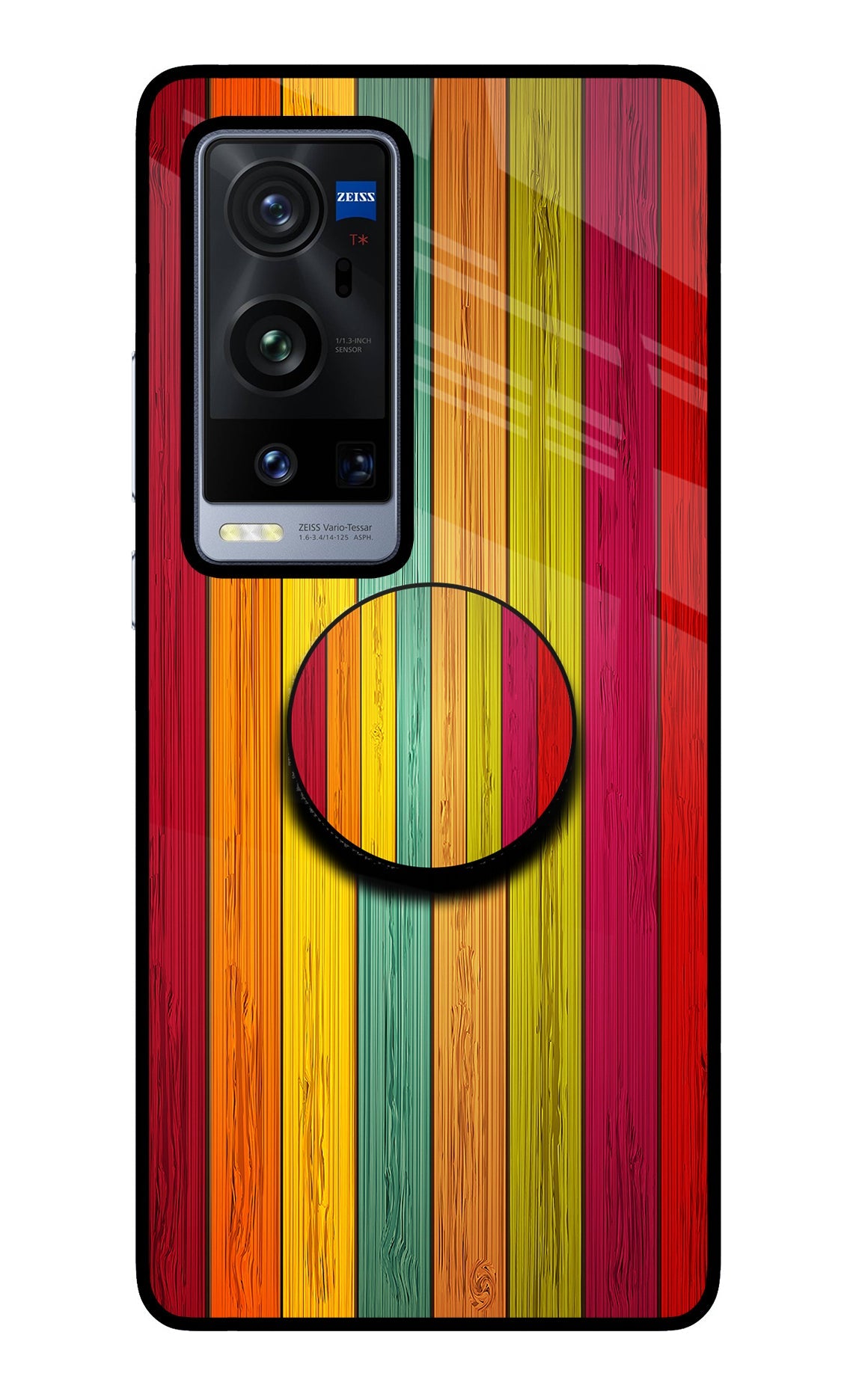 Multicolor Wooden Vivo X60 Pro+ Glass Case