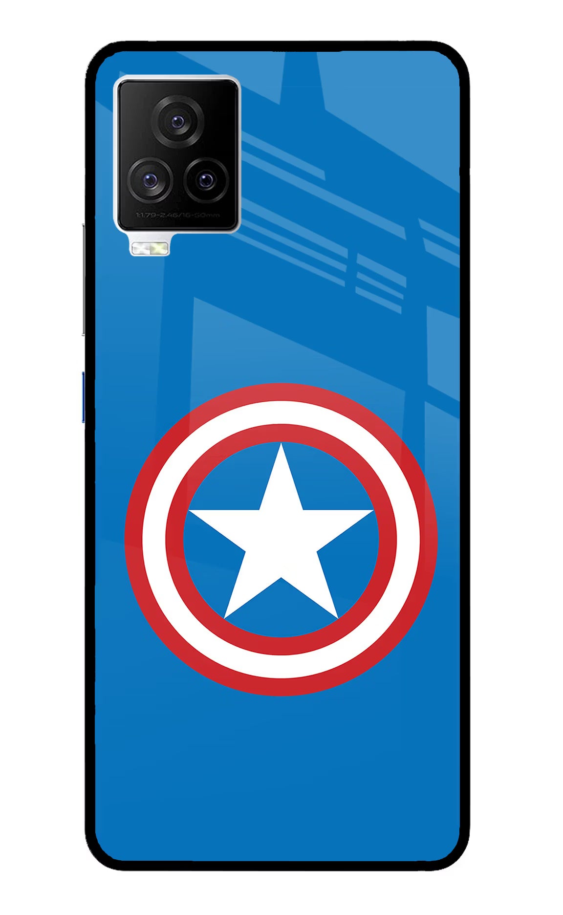 Captain America Logo iQOO 7 Legend 5G Glass Case Back Cover by Casekaro