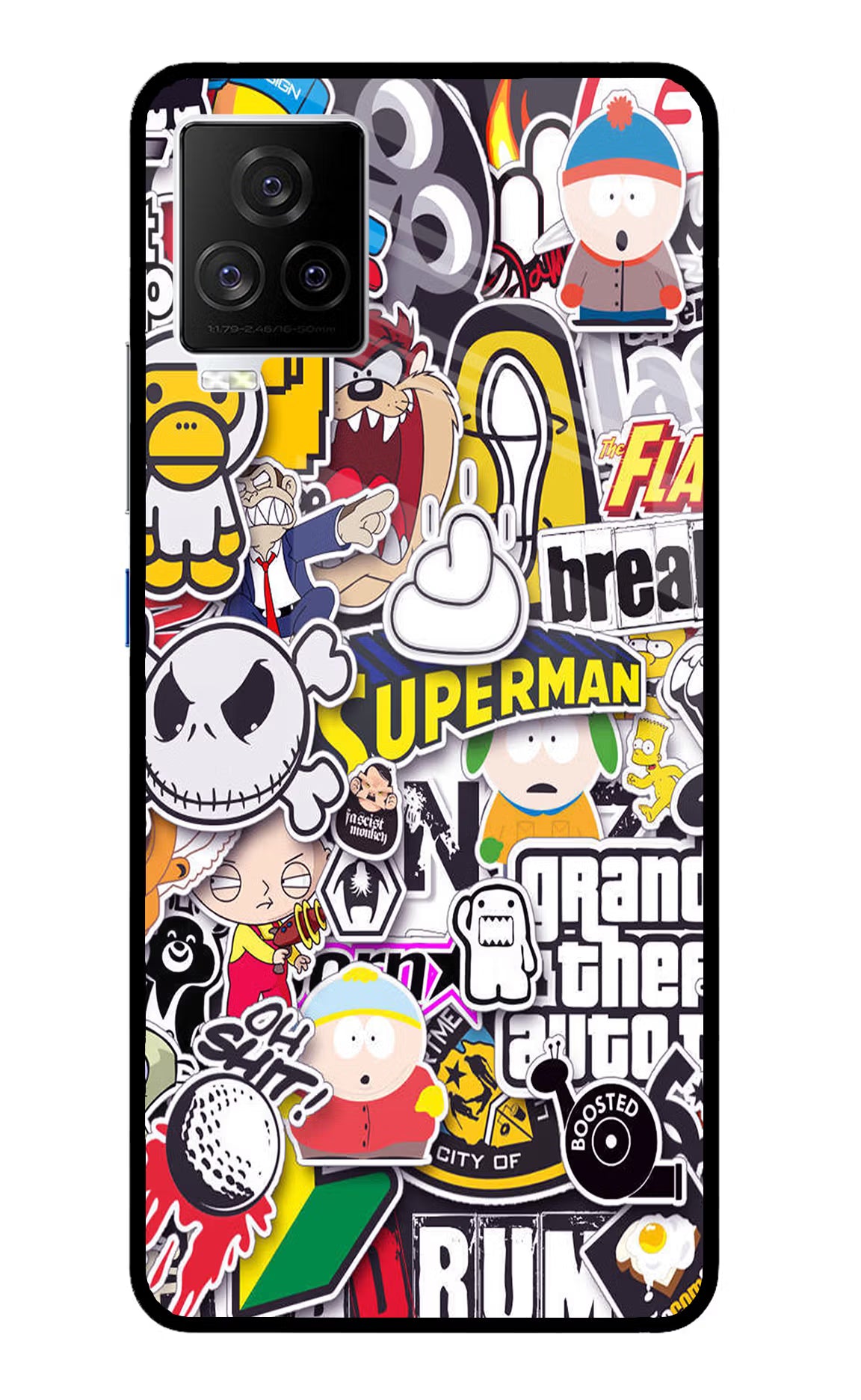 Sticker Bomb iQOO 7 Legend 5G Glass Case Back Cover by Casekaro