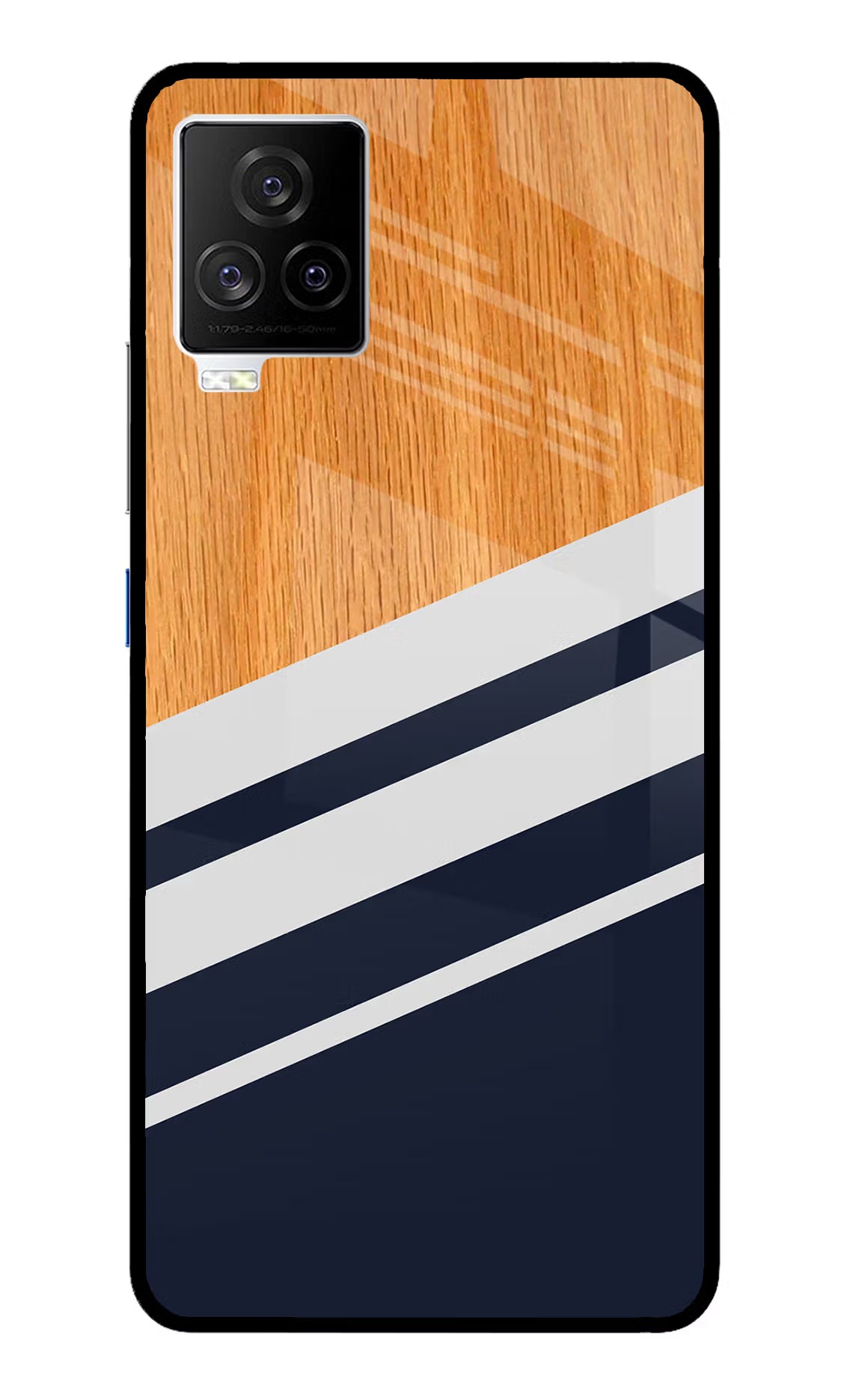 Blue and white wooden iQOO 7 Legend 5G Glass Case