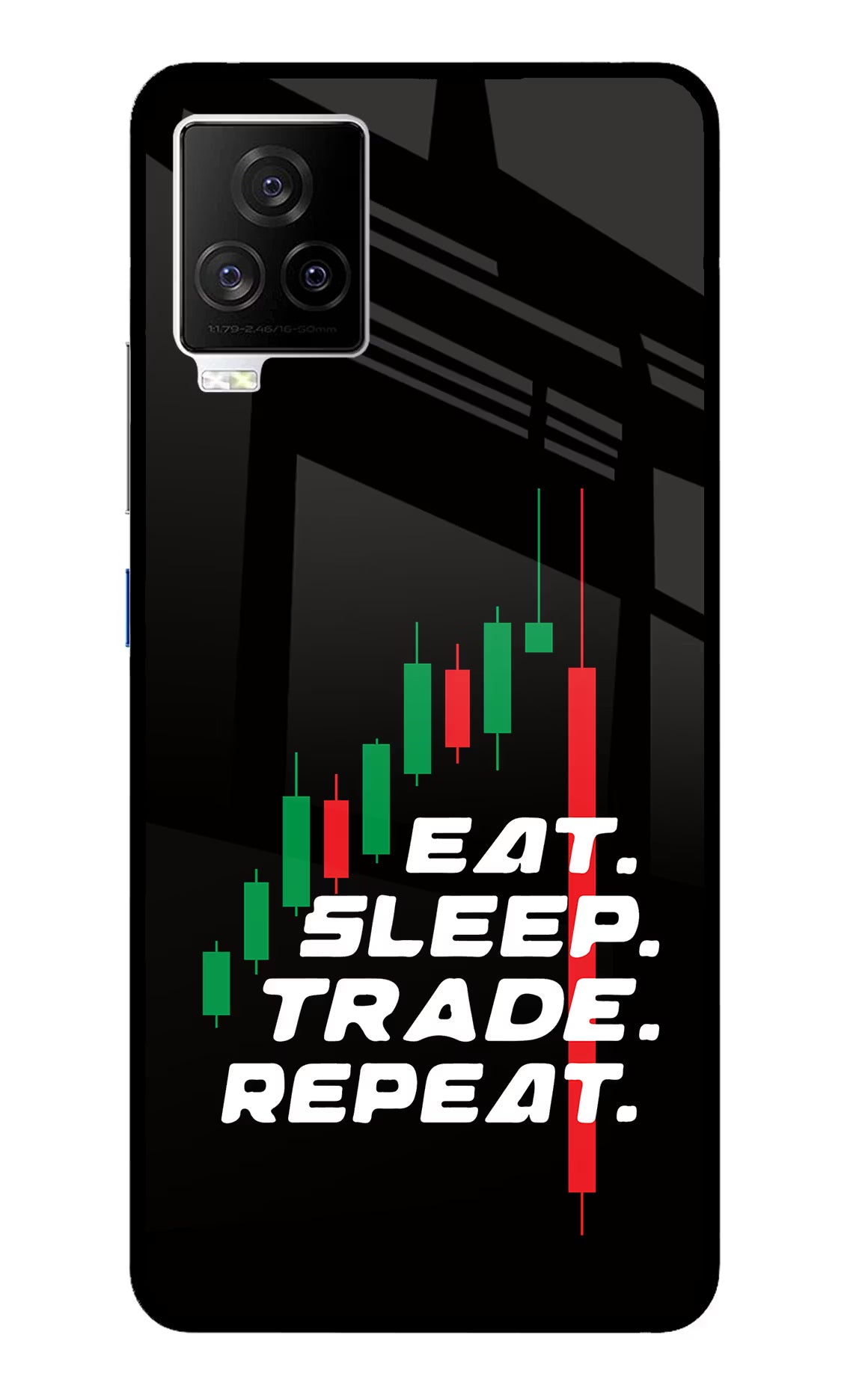 Eat Sleep Trade Repeat iQOO 7 Legend 5G Glass Case Back Cover by Casekaro