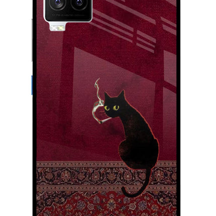 Midnight Cat iQOO 7 Legend 5G Glass Case Back Cover by Casekaro