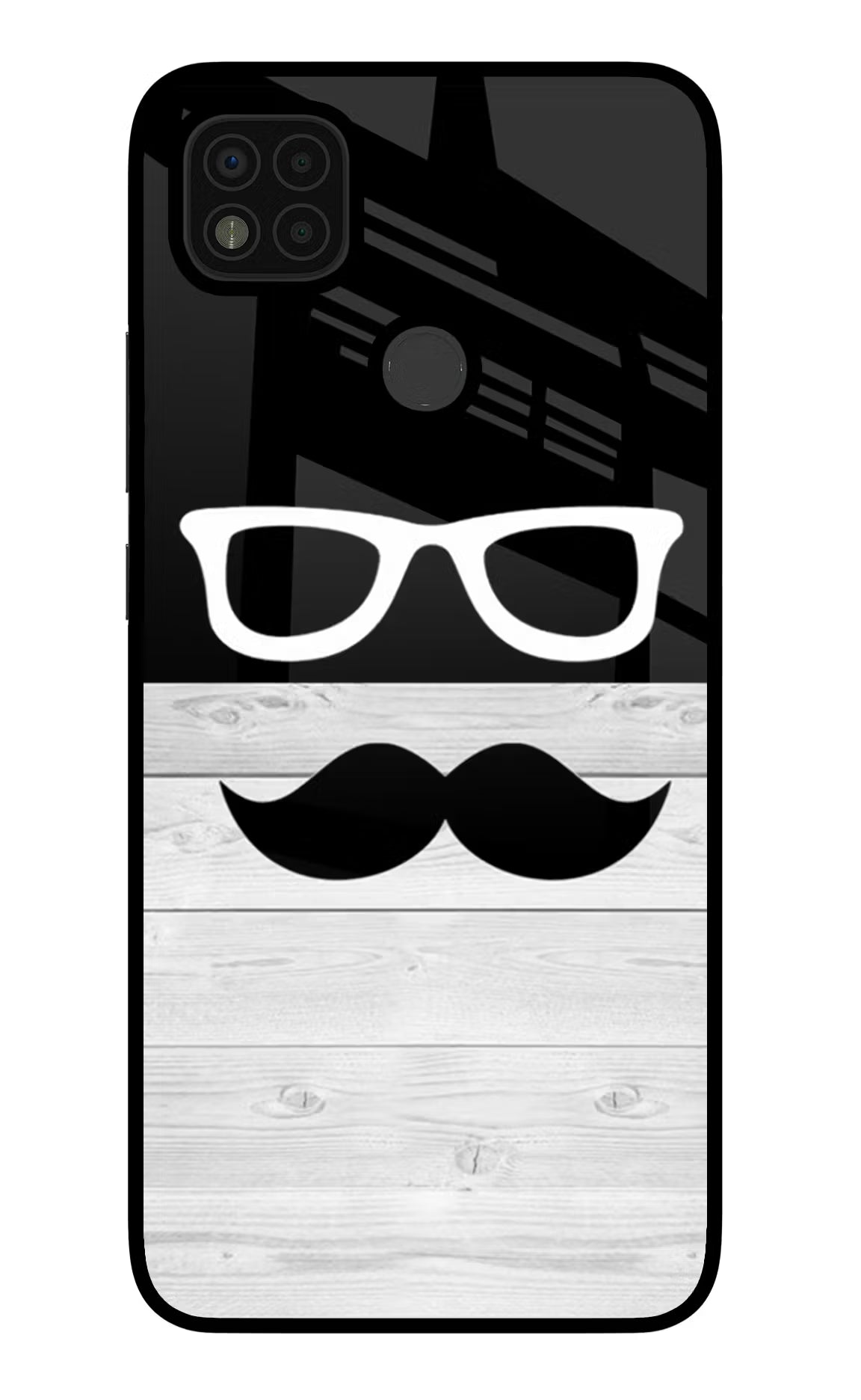 Mustache Poco C31 Glass Case Back Cover by Casekaro