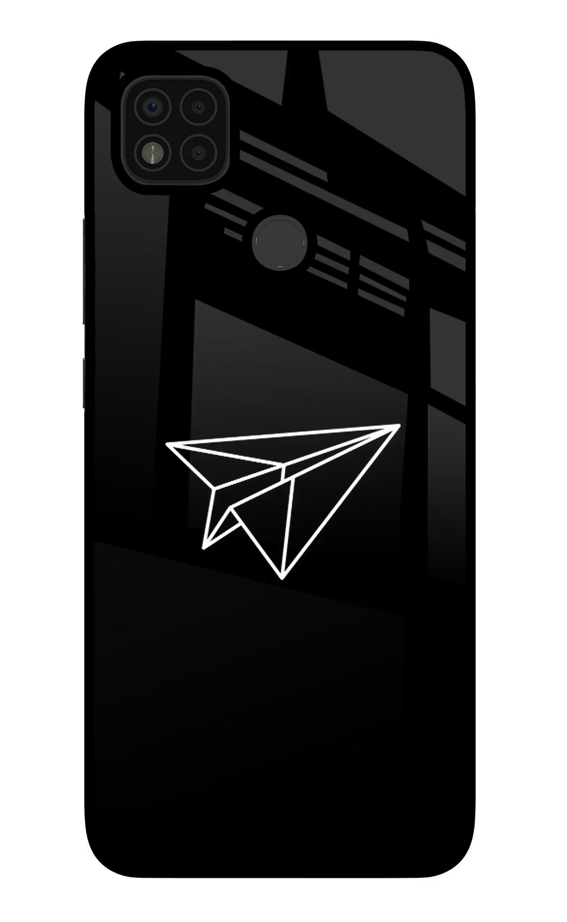 Paper Plane White Poco C31 Glass Case Back Cover by Casekaro