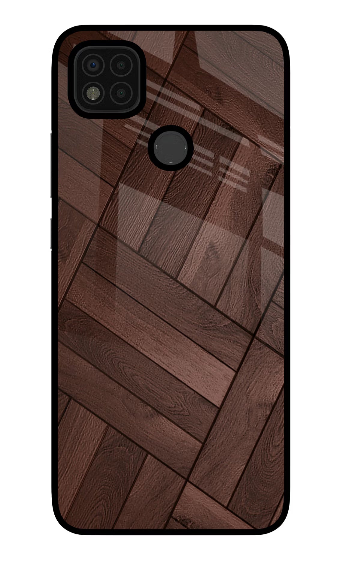 Wooden Texture Design Poco C31 Glass Case Back Cover by Casekaro