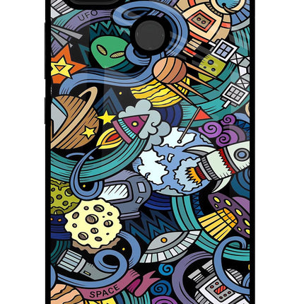 Space Abstract Poco C31 Glass Case Back Cover by Casekaro