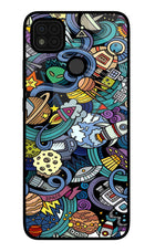 Space Abstract Poco C31 Glass Case Back Cover by Casekaro