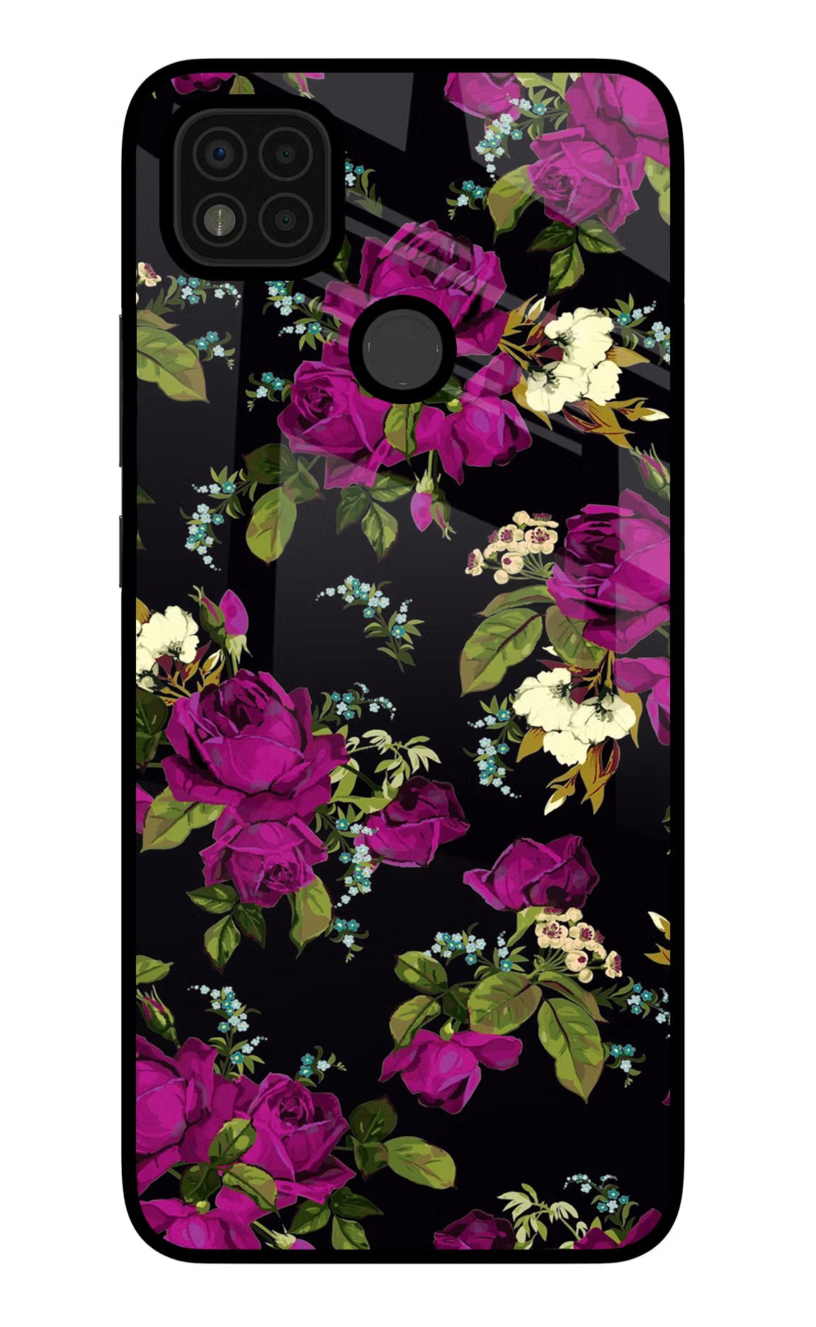 Flowers Poco C31 Glass Case Back Cover by Casekaro