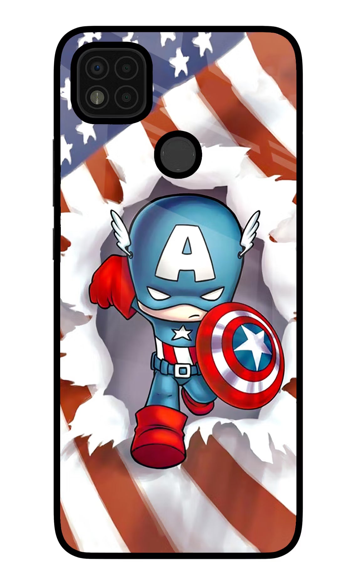 Captain America Poco C31 Glass Case Back Cover by Casekaro