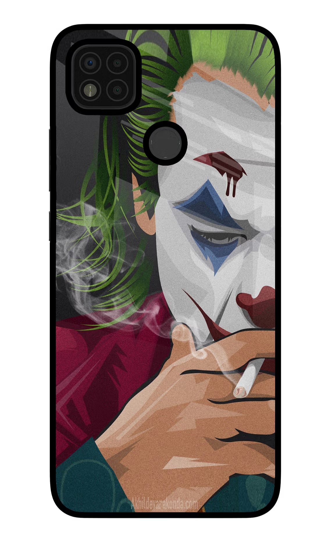 Joker Smoking Poco C31 Glass Case Back Cover by Casekaro