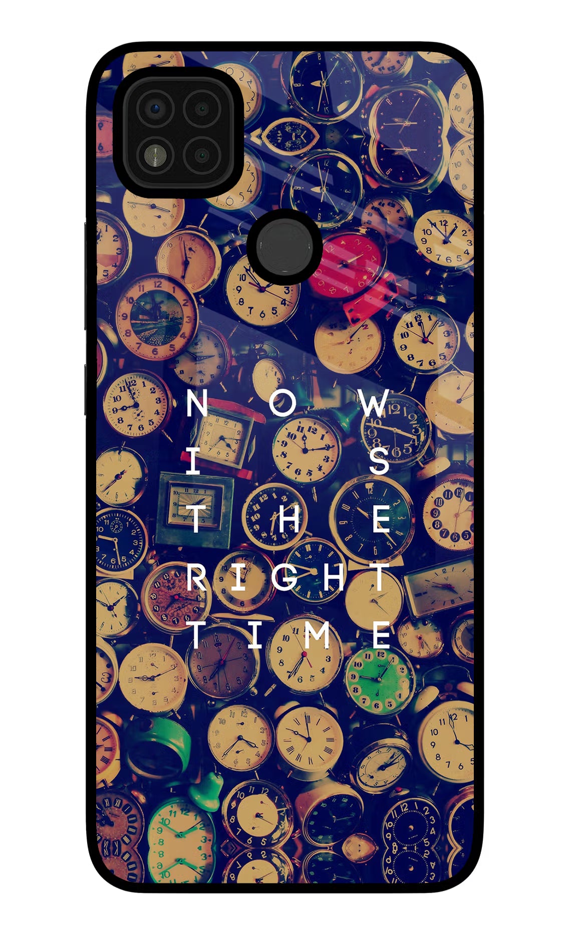 Now is the Right Time Quote Poco C31 Glass Case Back Cover by Casekaro