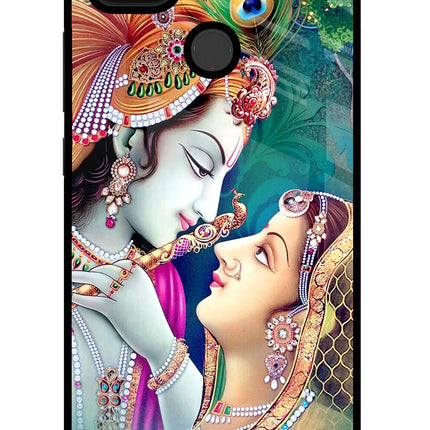 Lord Radha Krishna Poco C31 Glass Case Back Cover by Casekaro