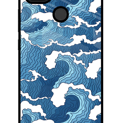 Blue Waves Poco C31 Glass Case