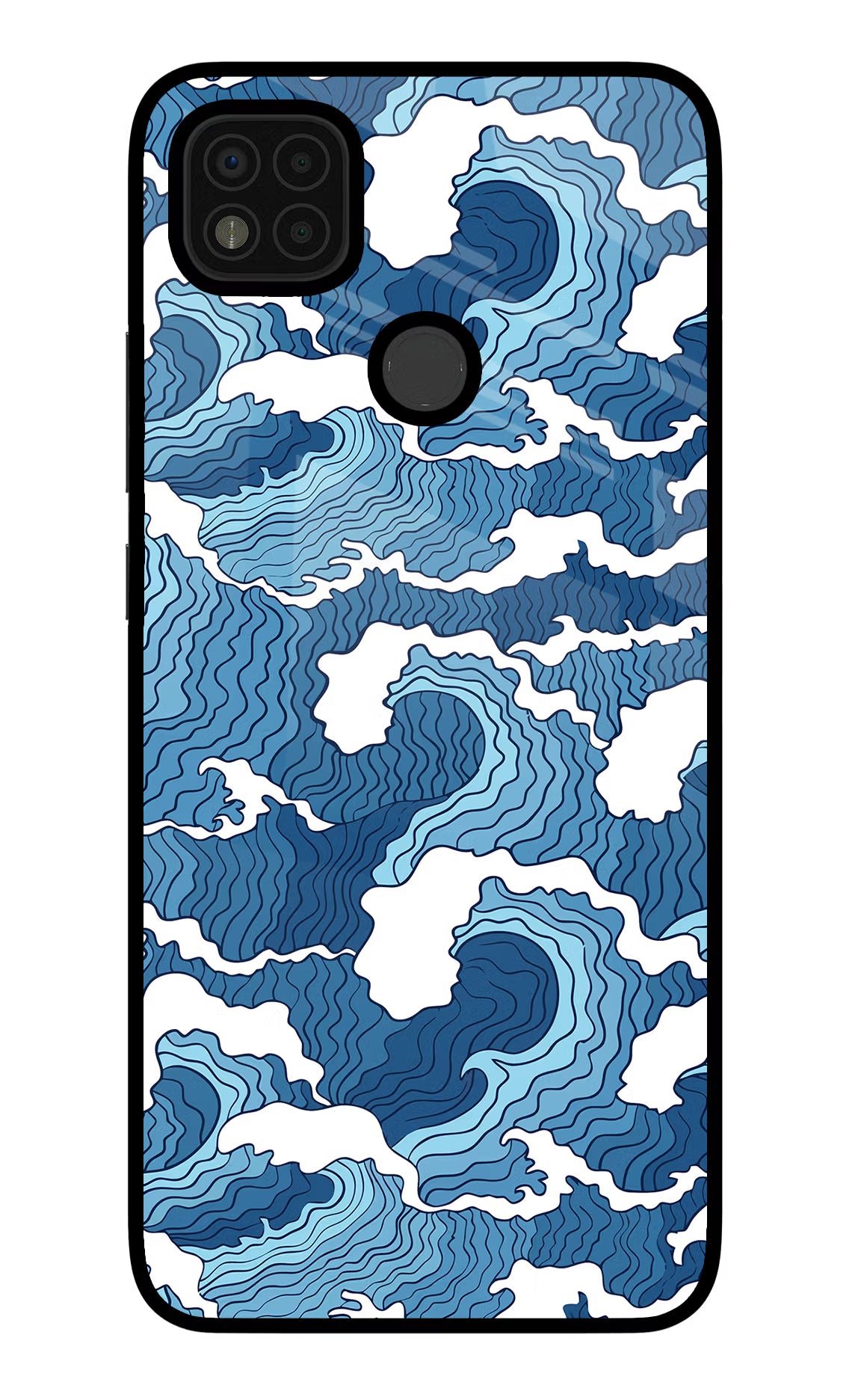Blue Waves Poco C31 Glass Case