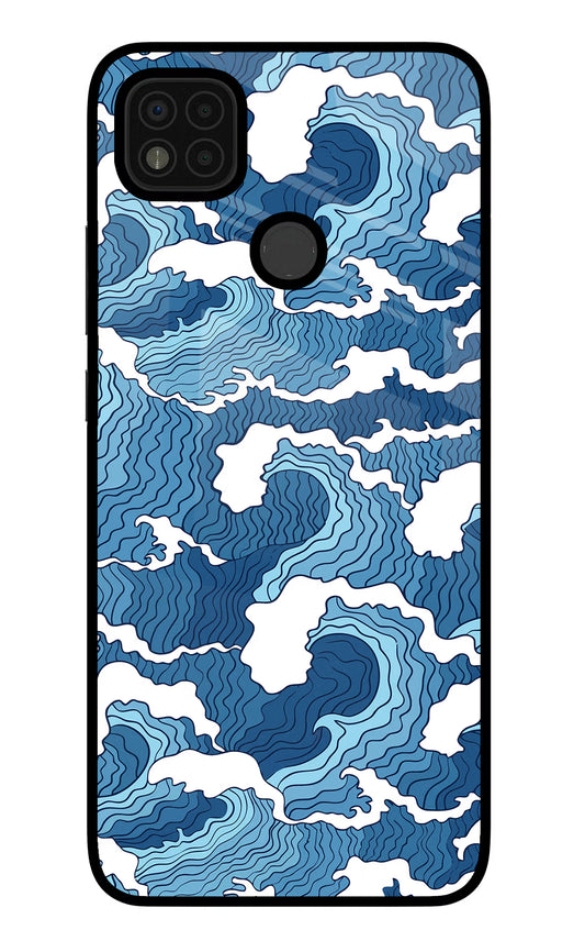Blue Waves Poco C31 Glass Case