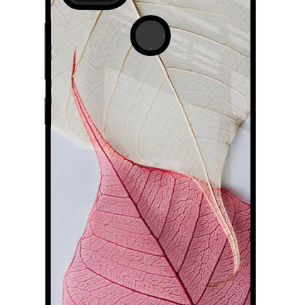 White Pink Leaf Poco C31 Glass Case