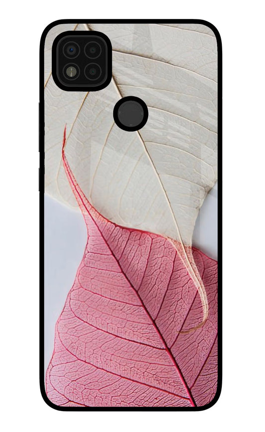 White Pink Leaf Poco C31 Glass Case
