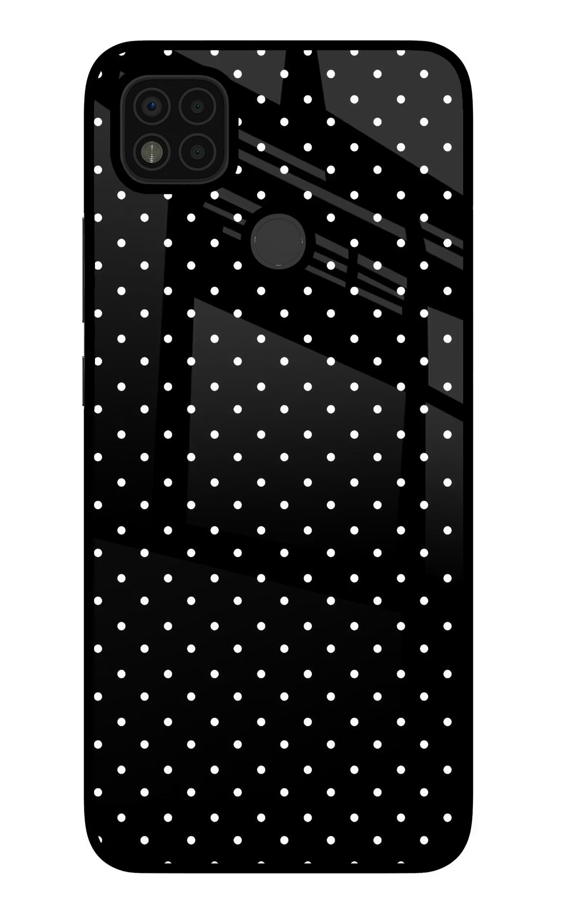 White Dots Poco C31 Glass Case Back Cover by Casekaro