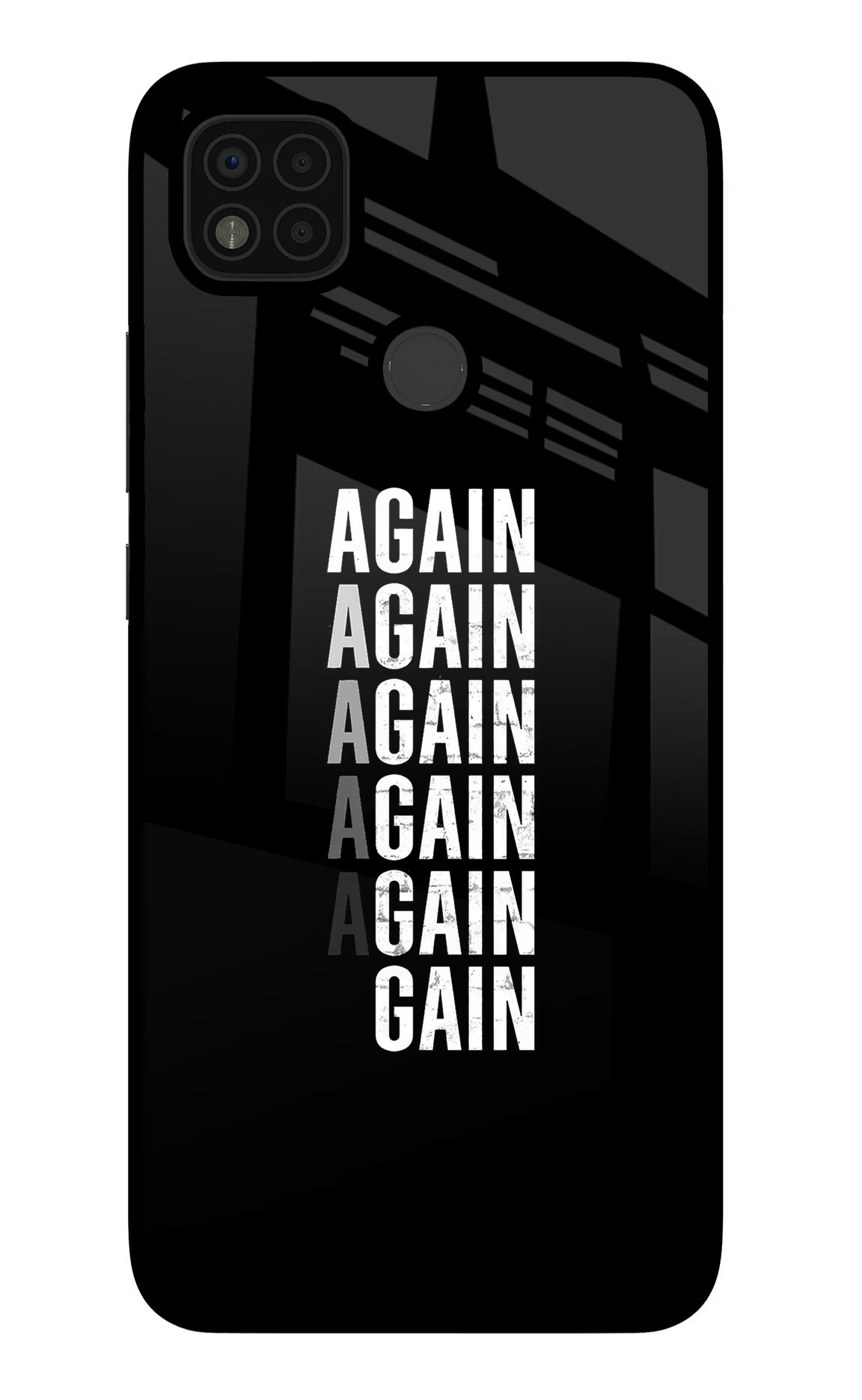 Again Again Gain Poco C31 Glass Case Back Cover by Casekaro