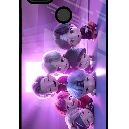 BTS Chibi Poco C31 Glass Case