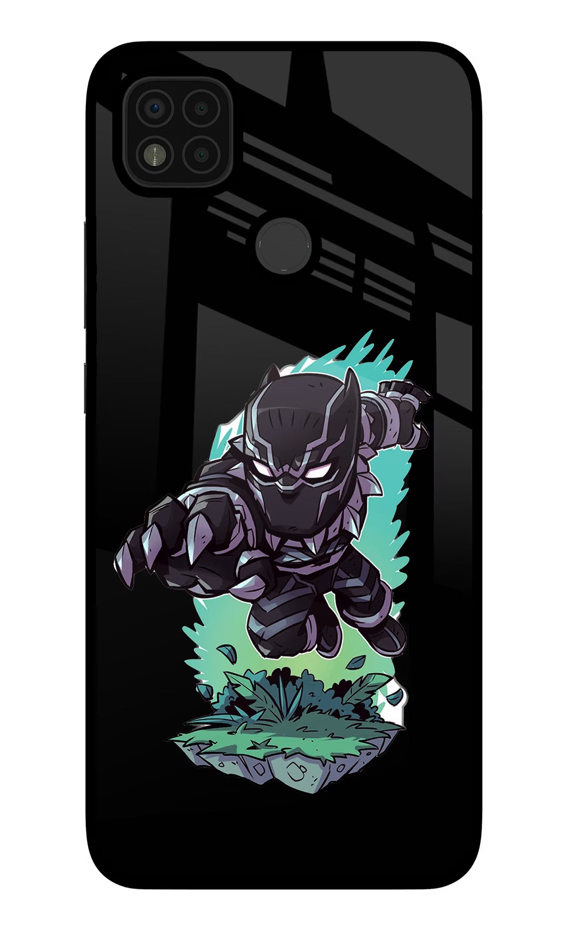 Black Panther Poco C31 Glass Case Back Cover by Casekaro