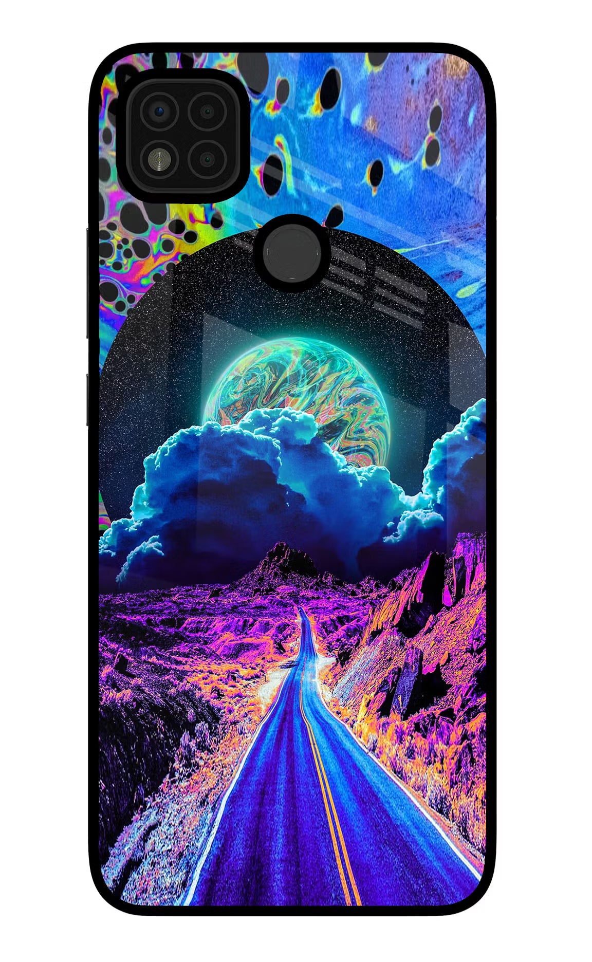 Psychedelic Painting Poco C31 Glass Case Back Cover by Casekaro