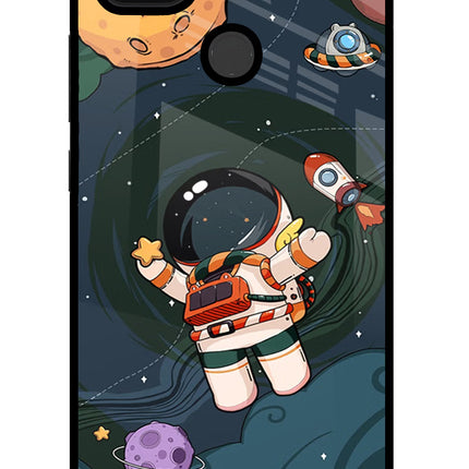 Cartoon Astronaut Poco C31 Glass Case