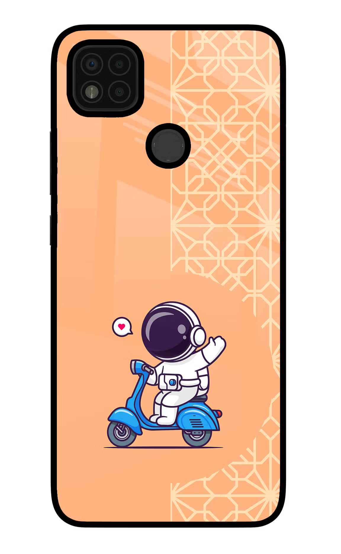 Cute Astronaut Riding Poco C31 Glass Case Back Cover by Casekaro