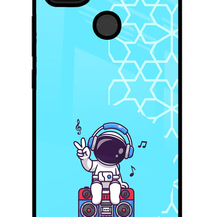 Cute Astronaut Chilling Poco C31 Glass Case