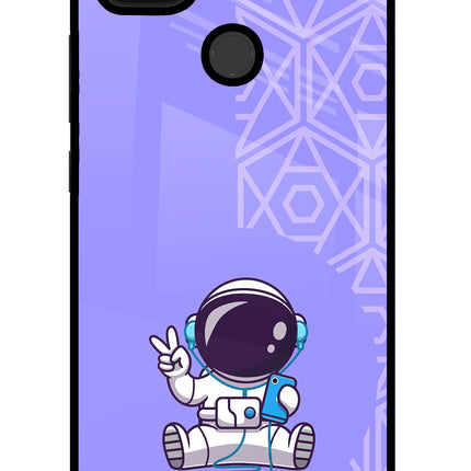 Cute Astronaut Chilling Poco C31 Glass Case Back Cover by Casekaro