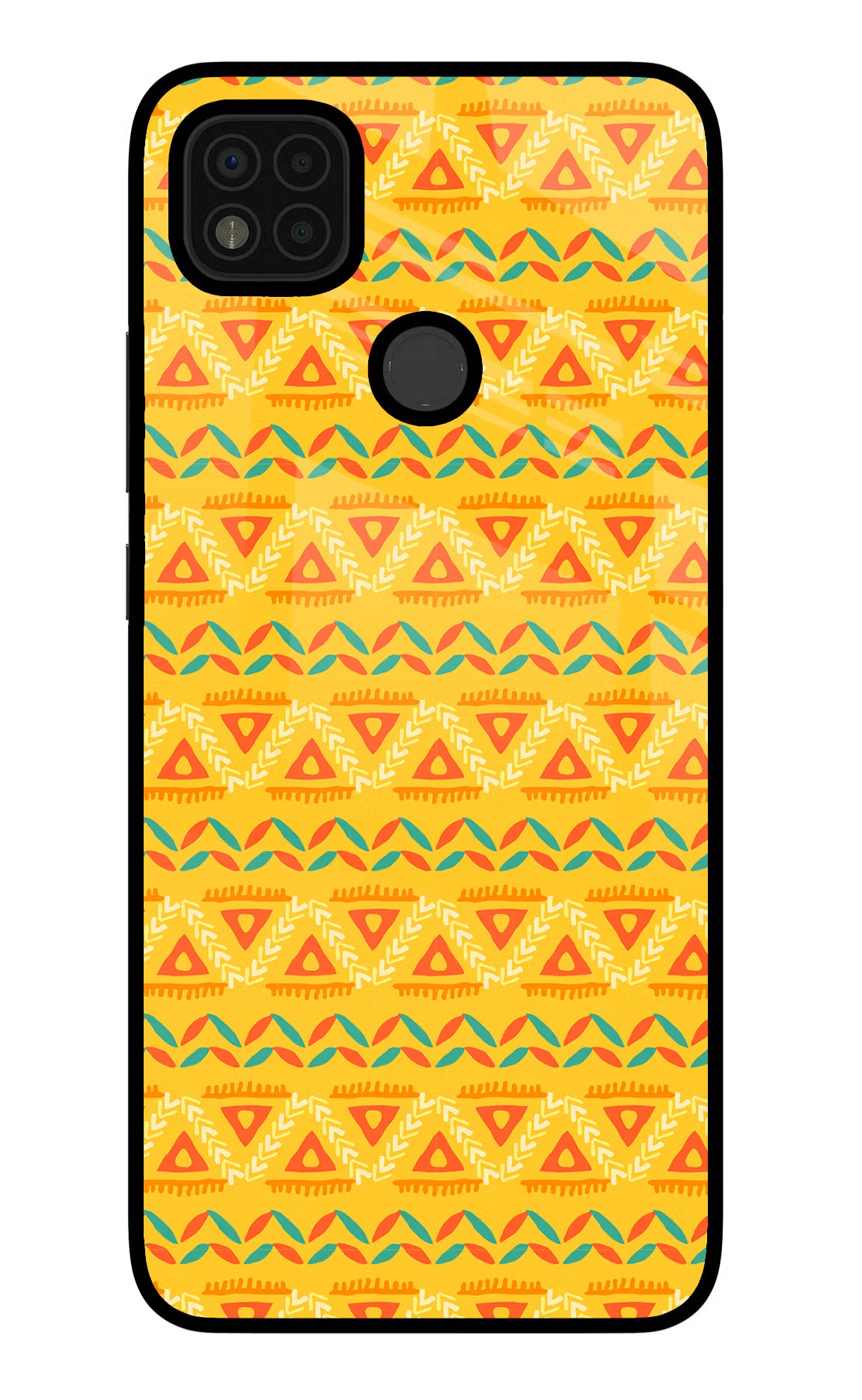 Tribal Pattern Poco C31 Glass Case Back Cover by Casekaro