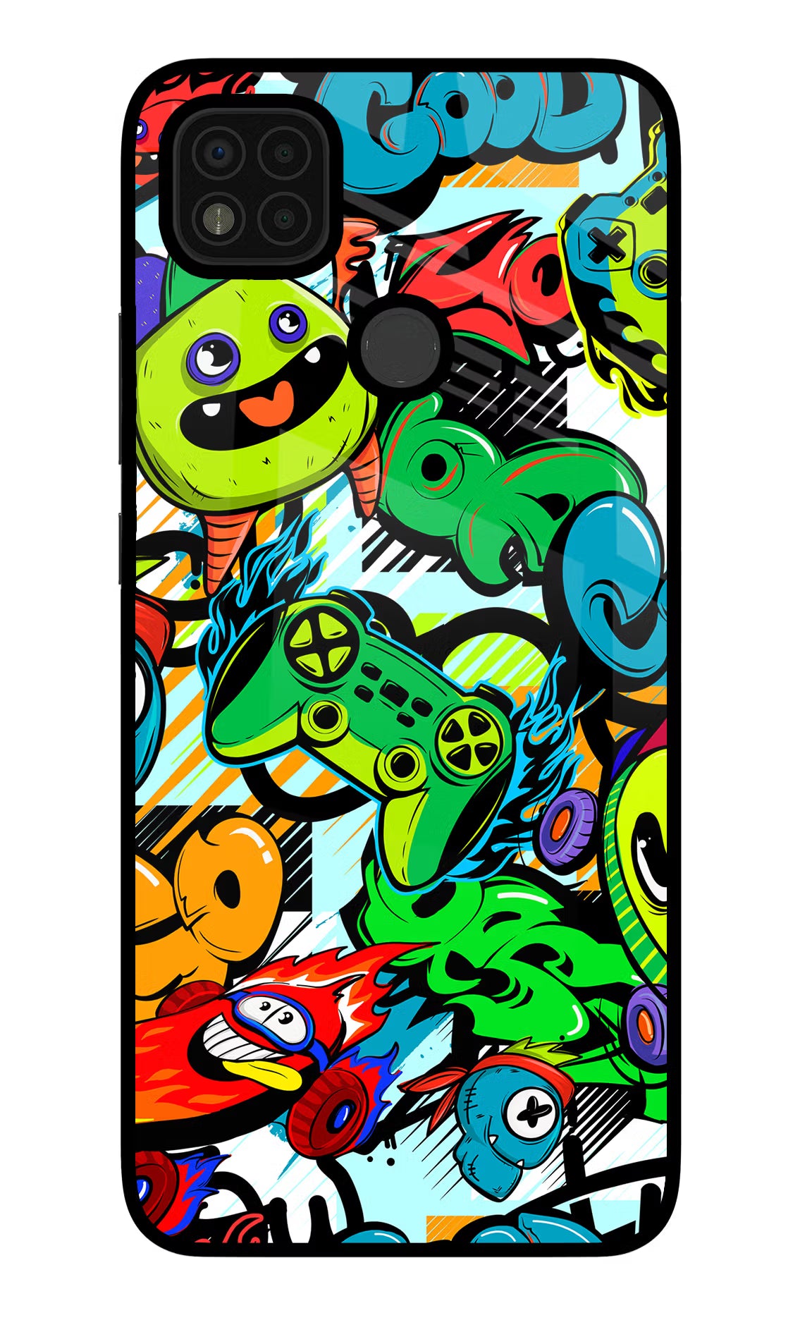 Game Doodle Poco C31 Glass Case Back Cover by Casekaro