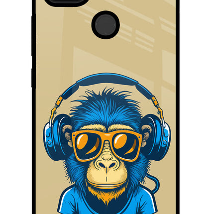 Monkey Headphone Poco C31 Glass Case