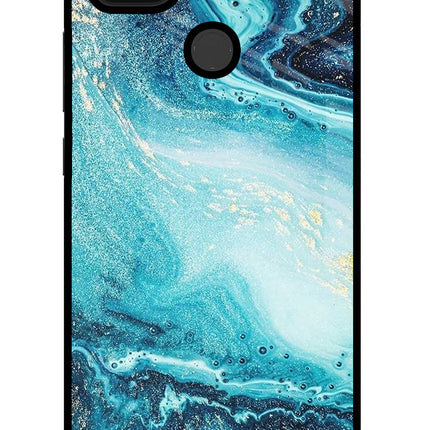 Blue Glitter Marble Poco C31 Glass Case