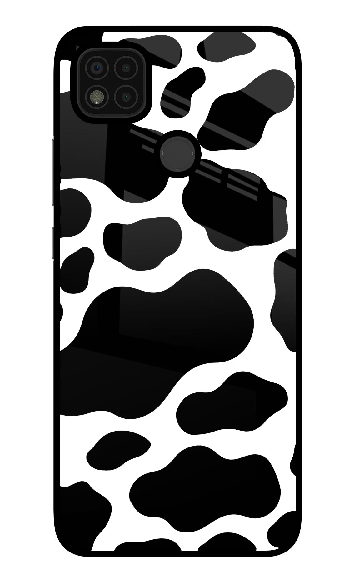 Cow Spots Poco C31 Glass Case Back Cover by Casekaro