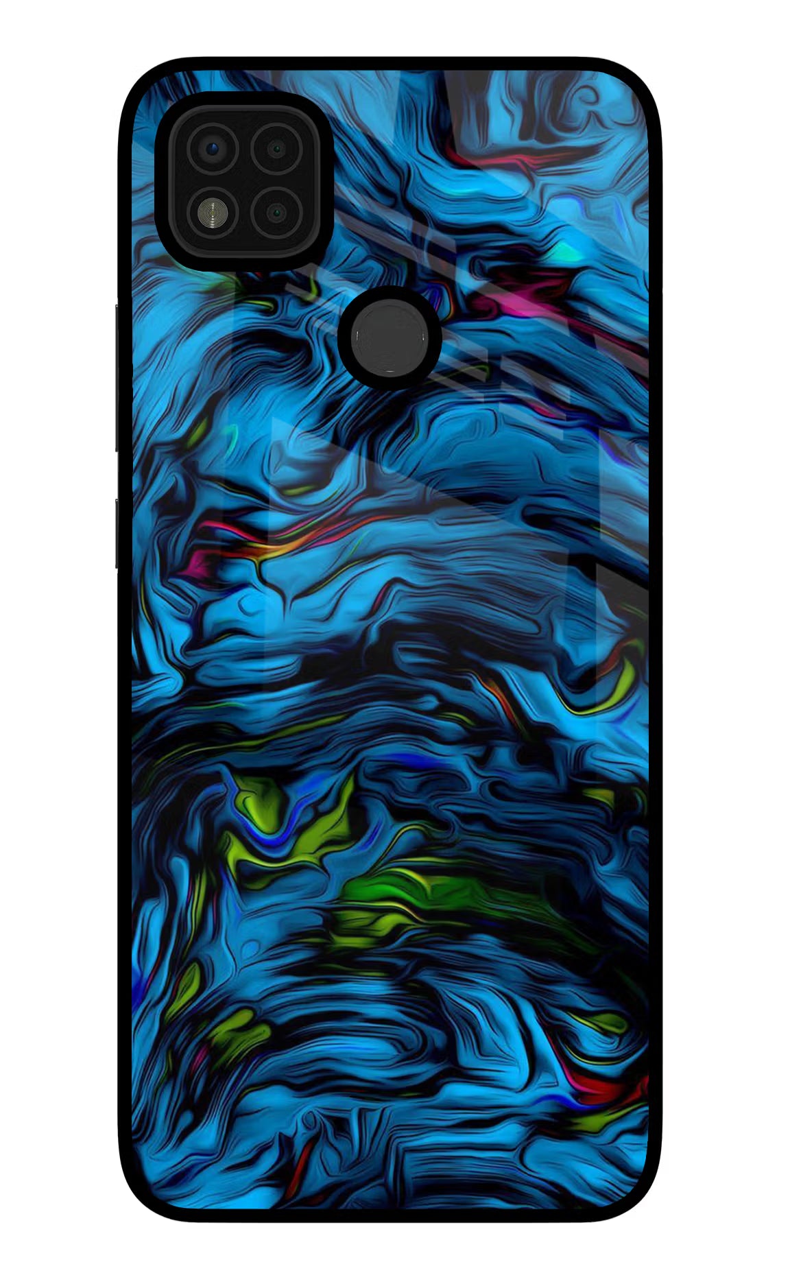 Dark Blue Abstract Poco C31 Glass Case