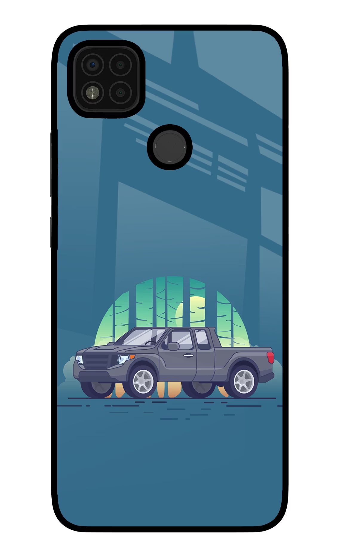 Retro Garage Vibe Poco C31 Glass Case Back Cover by Casekaro