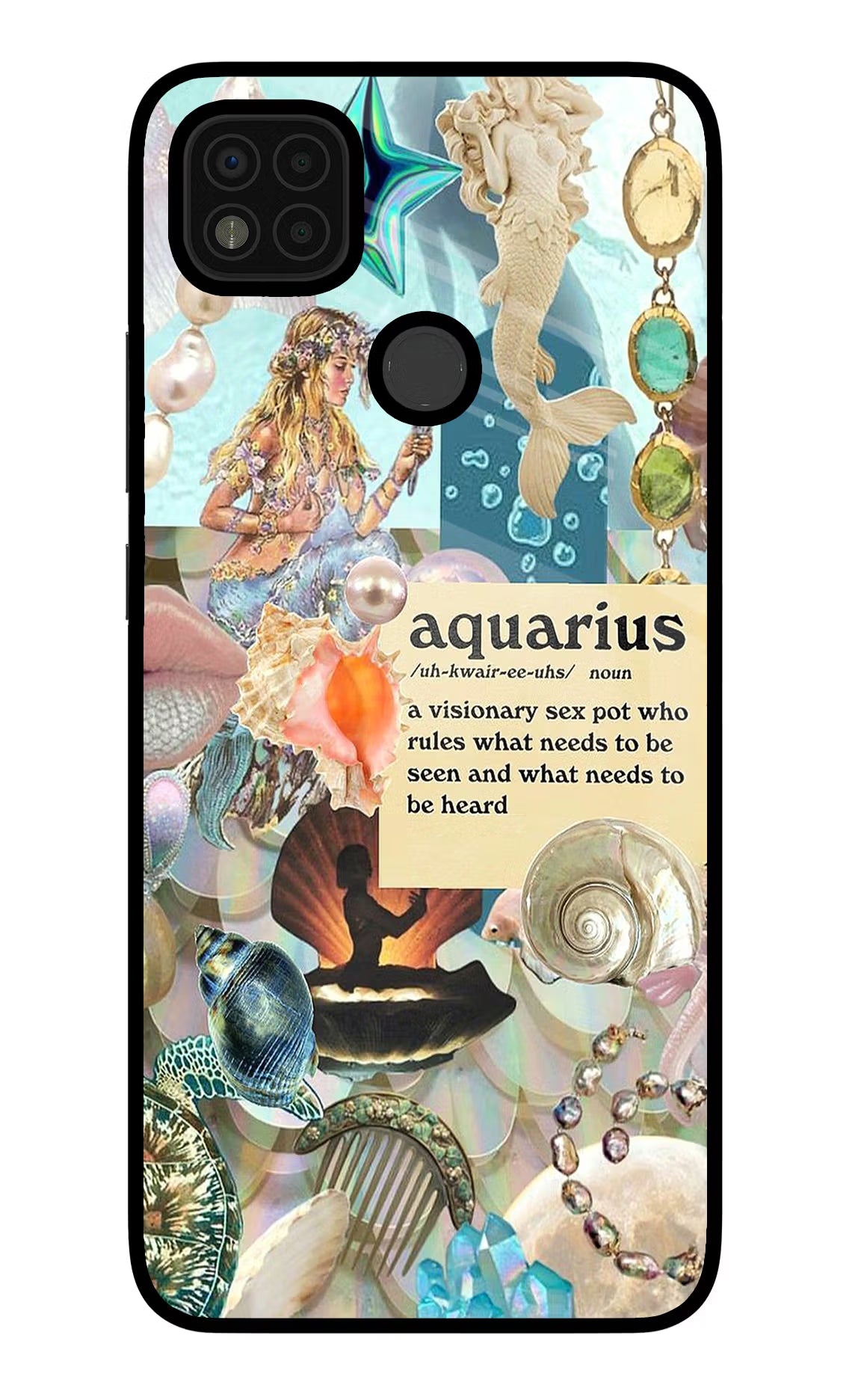 Aquarius Zodiac Poco C31 Glass Case Back Cover by Casekaro
