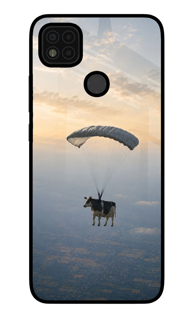 Skydiving Cow Poco C31 Glass Case
