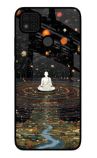 Space Monk Poco C31 Glass Case Back Cover by Casekaro