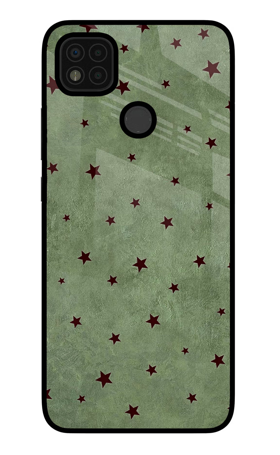 Green Stars Poco C31 Back Cover, Glass case